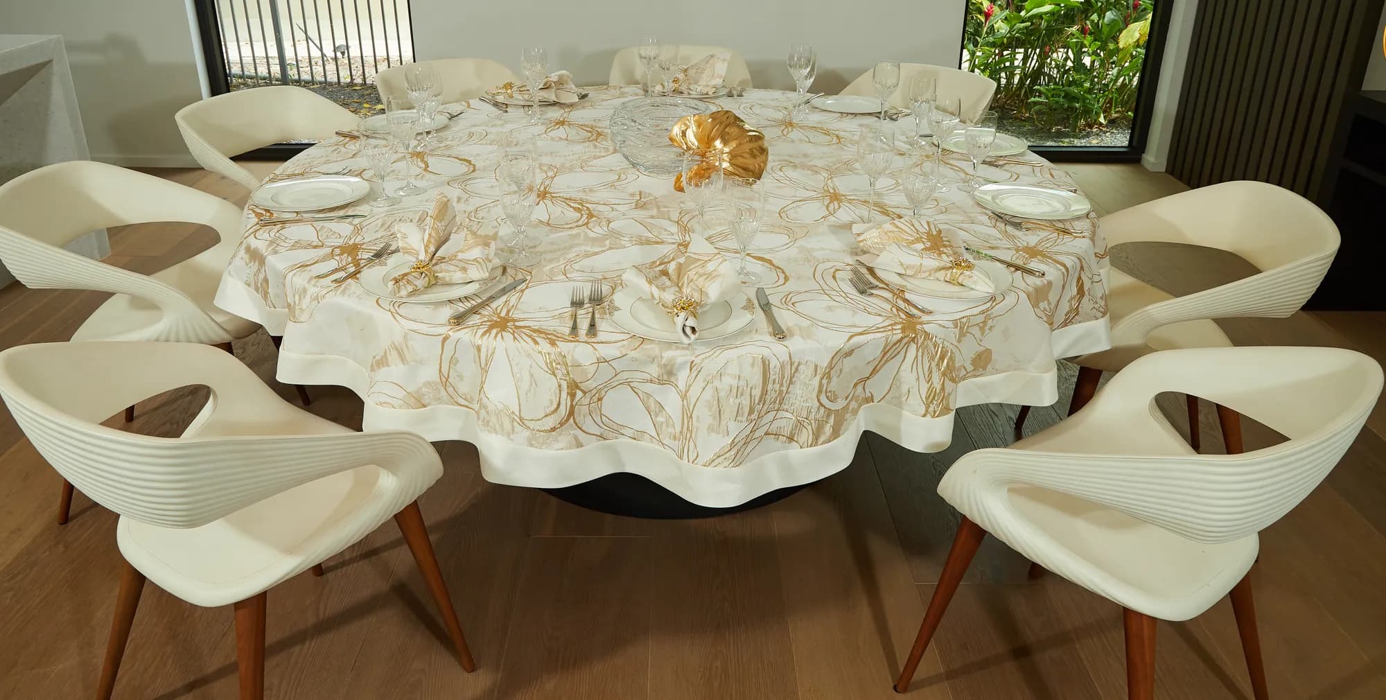 Gold Floral Tablecloth
